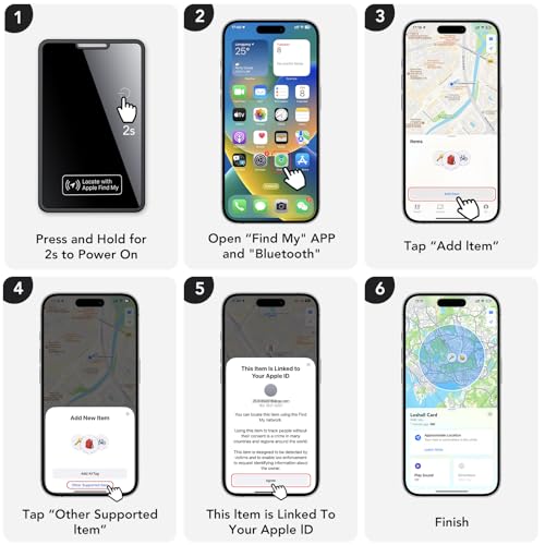 Air Tag Card Wallet Tracker, 1 Piece, Rechargeable Find Objects Wallet, Smart Tag Compatible with Apple Where Is (iOS Only), Bluetooth Locator for Wallet/Suitcase/Bags, IP68 Waterproof