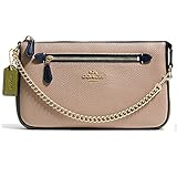 COACH Women's Color Block Polished Pebbled Leather Nolita Wristlet 24 Li/Stone Clutch