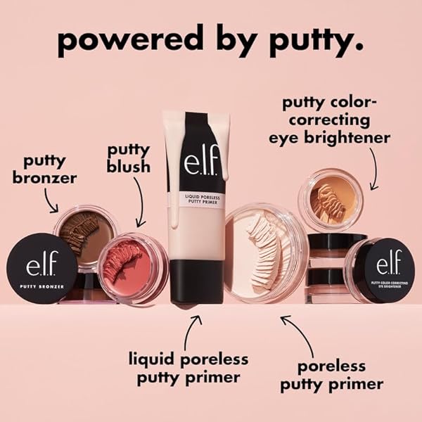 E.L.F. PORELESS PUTTY PRIMER, MINIMIZES PORES & PREPS SKIN, CREATES A FLAWLESS BASE, FOR ALL SKIN TYPES, 0.74 OZ (21G)