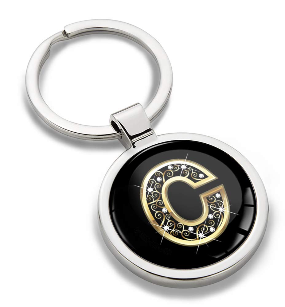 Biomar Labs Letter Keychain Alphabet Initial Keyring 3D Metal Stainless Steel Personalised Initials Charm for Car Keys and House Keys Available in Gold (C in Gold KK 55)