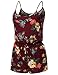 Awesome21 Floral Print Elastic Waistband Romper Burgundy Size S