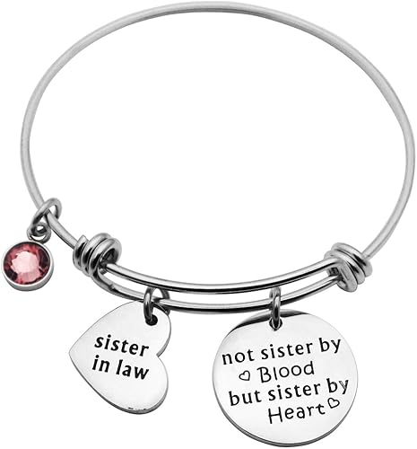 Amazon Co Jp Beeshion 義理の姉妹 ブレスレット 義理の姉妹 ギフト ステンレススチール 調節可能なバングル 結婚式ジュエリー ジュエリー