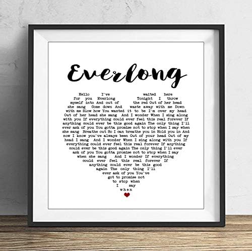 19 saijhii Everlong Foo Fighters Heart Song Lyric Quote Print Wall Art Home Decoration 10x10 in