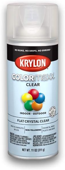 Krylon K05547007 COLORmaxx Acrylic Clear Finish for Indoor/Outdoor Use, Flat Crystal Clear