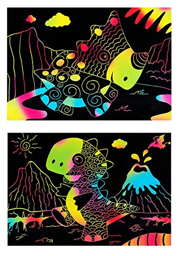 VHALE 30 Sheets Scratch Art Rainbow Paper Scratchboard with Wooden Stylus, Classroom Arts and Crafts, Creative Drawings, Doodling, Writing, Great Travel Toys and Party Favors for Kids