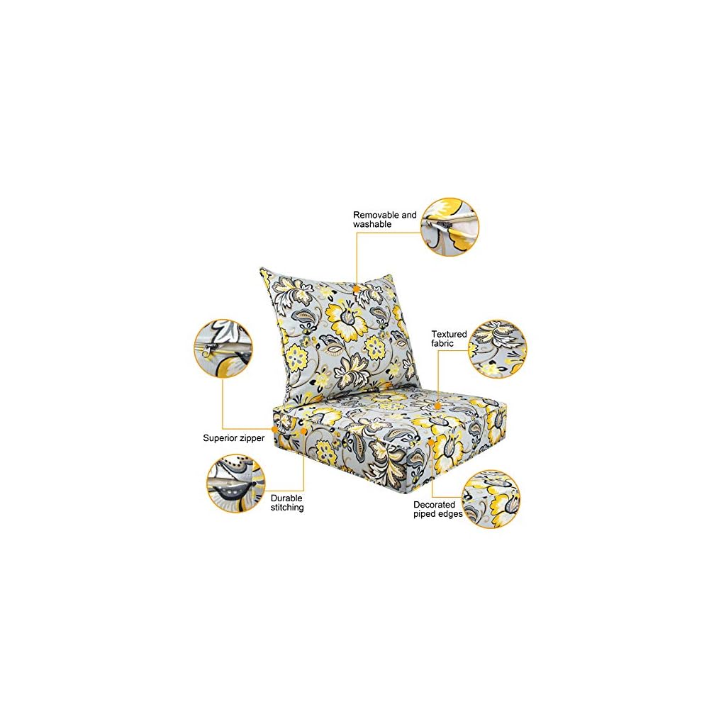 BOSSIMA Indoor/Outdoor Deep Seat Chair Cushion Set, Spring/Summer