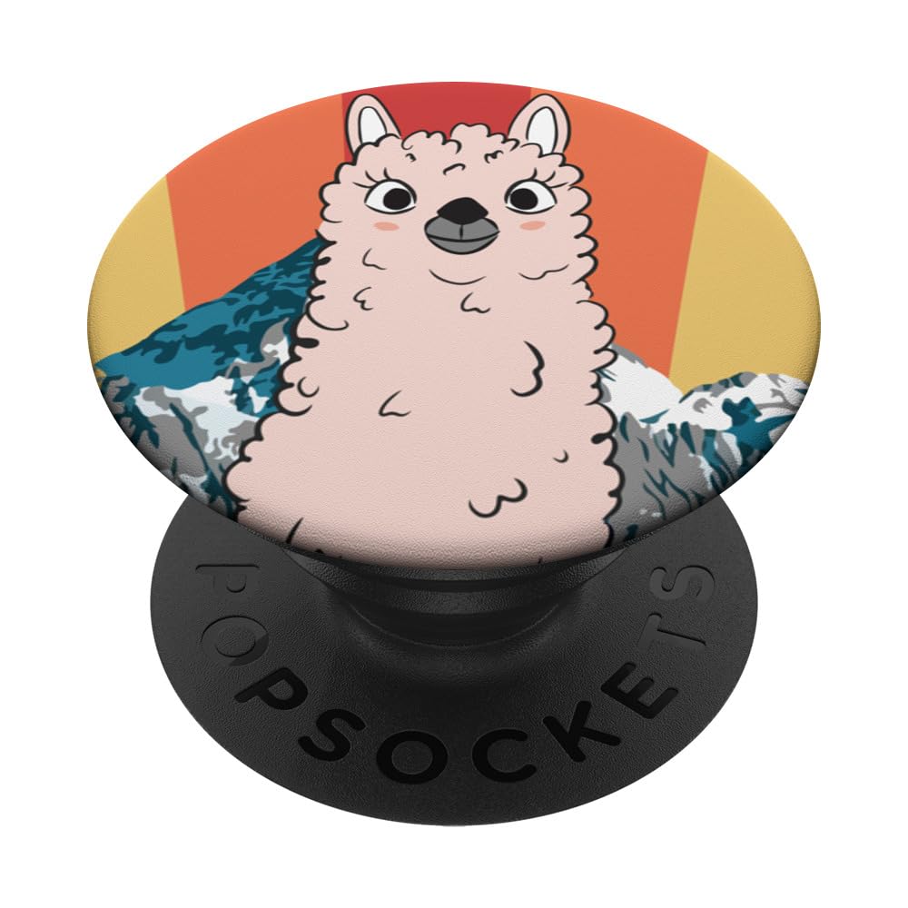 Retro National Park Ecuador Cotopaxi Llama Camping PopSockets Swappable PopGrip