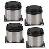 BQLZR Furniture Cabinet Metal Legs Adjustable Stainless Steel Kitchen Feet Round Black and Silver 50 x 50mm Pack of 4