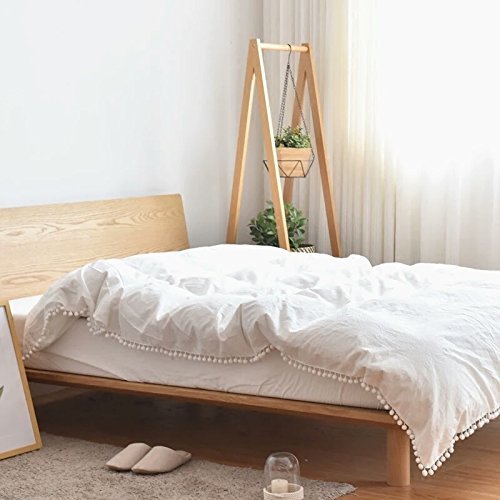 image for Pom poms Fringe Cotton Duvet Cover Meaning4 Off  White Raw White  King