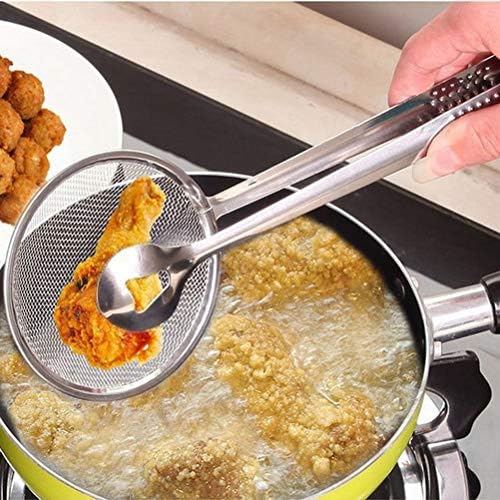 Farmerly 1PC Stainless Steel Food Fryer Drain Mesh Strainer Frying Oil Filter Kitchen Cooking Colander Drainer Buffet Utensil Tong
