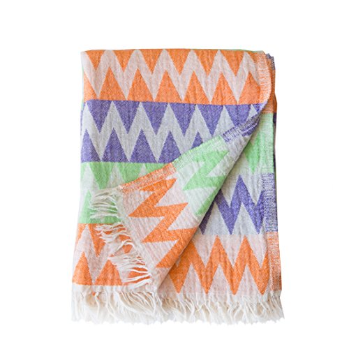 Mebien Gypsy Design 100% cotton natural pestamal bath pools spas beaches gyms saunas yoga towel multi purpose throw to your couch sofa bed picnic for baby women man (Orange Purple Yellow)