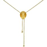 BOFILL 18K Gold Western Cowgirl Hat Necklace for Women Accessories Bolo Tie Cowboy Necktie Long Jewelry Gifts