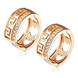 18KRGP Plated Base Rose Gold Color Rhinestone Crystal Hoop Earring