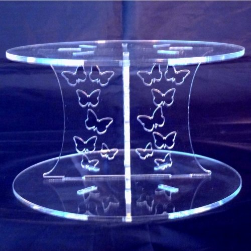 Butterflies Round Acrylic Pillars Wedding & Party Cake Separators/Stands 25cm - 23cm