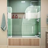 DreamLine Aqua Uno 56-60 in. W x 58 in. H Frameless Hinged Tub Door with Extender Panel in Chrome