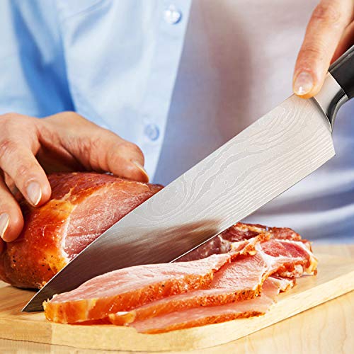 Sharp Kitchen Chefs Knife 8 Inch with Wood Handle for Cooking, Chopping and Professional Chef Use - Thumbnail 6