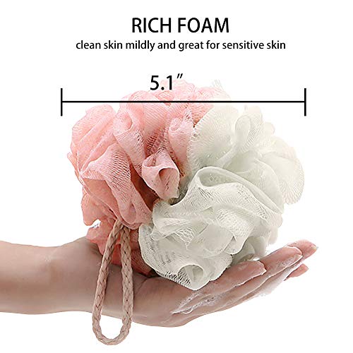 TOUGS Loofah Bath Sponge, Body Scrubber Mesh Pouf Shower Ball, Exfoliate, Body Scrubber Exfoliator, 4 Pack - Thumbnail 4