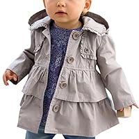 iiniim Kids Baby Girls Spring Trench Wind Dust Coat Hooded Jacket Outerwear Grey 2T