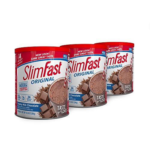 Slim Fast Original Weight Loss Meal Replacement Shake Mix Powder With 10g of Protein & 4g of Fiber Plus 24 Vitamins & Mineralsper Serving, Creamy Milk Chocolate, Pack Of 3