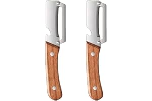 2 in 1 Stainless Steel Vegetable Peeler with Bottle Opener, Multi-Functional Kitchen Tool for Fruits and Veg, Non-Slip Wooden