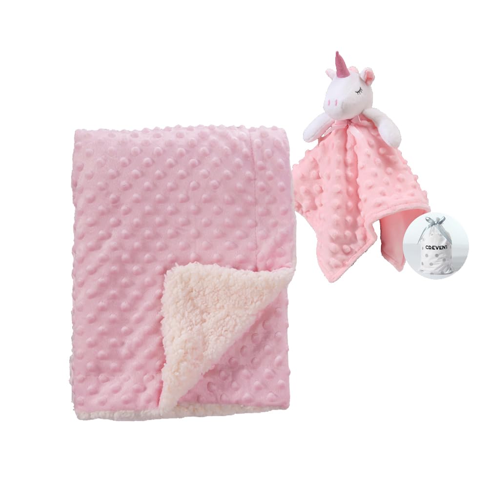 Photo 1 of CREVENT Soft Cozy Baby Blankets for Boys Girls + Security Blanket, Set with A Gift Bag Newborn Essentials (Pink)