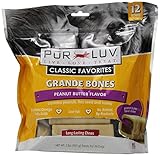 Pur Luv Grande Bones Peanut Butter Treat, 32-Ounce, 12-Count