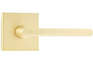 Leydebong 1 Pack Dummy Door Handles in Satin Brass, Non-Turning Interior Door Levers, Heavy Duty Reversible Indoor Handles for Closet Pantry