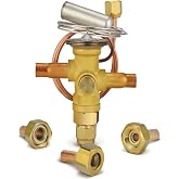 Danfoss 067L5959 7TR Thermostatic expansion valve, TR 6, R410A, 3/8x3/8 in Solder, ODF, 1/4 in Cap. Tube, Flare, Embossed 1-way arrow, 15 to 60 F