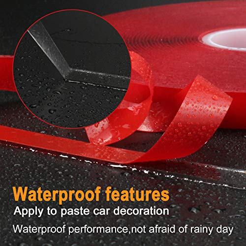 Double Sided Adhesive Tape Heavy Duty JIRVY Heat Resistant High Adhesion Transparent Acrylic Tape, Adhesive Removable Double Sided Mounting Tape, for Home Wall Office Decor ((5mm+10mm) x 10M)
