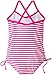 Kanu Surf Girls' Layla Beach Sport Banded 1 Piece Swimsuit, Bali Pink Stripe, 4T