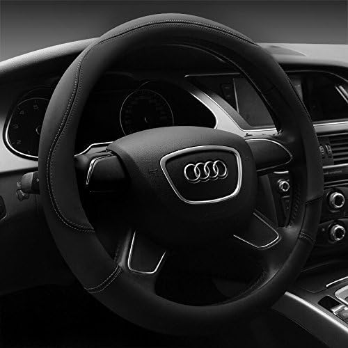 Faceyoung Microfiber Leather Universal 15 inch Steering Wheel Covers (black)