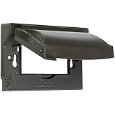 Hubbell-Bell MX1250Z 1-Gang Flip Weatherproof Cover, Universal Metal 12-in-1 Outlet Outdoor Receptacle Protector, Vertical/Horizontal, Bronze