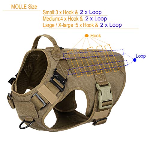 ICEFANG Tactical Dog Harness with 2X Metal Buckle,Working Dog MOLLE Vest with Handle,No Pulling Front Leash Clip,Hook… - Image 4