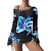 ZAFUL Womens Swimsuit Cover Up Dress Off Shoulder Hollow Coverup Bathing Suit Mesh Swim Beach Dress
