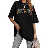 Boy Mom Shirt for Women Oversized Mama Tshirt Mom Lift T-Shirt Gift for Mom Casual Tee Tops