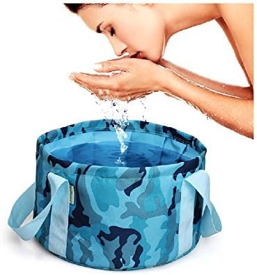 Jaykoo Premium Collapsible Bucket with Carrying Pouch -Multifunctional Folding Bucket -Perfect Gear For Camping, Hiking, Travel, Fishing,Sky Blue