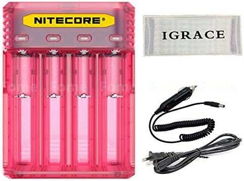 Smart Charger Battery, iGrace NITECORE Q4 2A Quick Charger Active Current Distribution Technology Reverse Over Charge Protection for Li-ion Rechargeable Batteries Support Car Charger