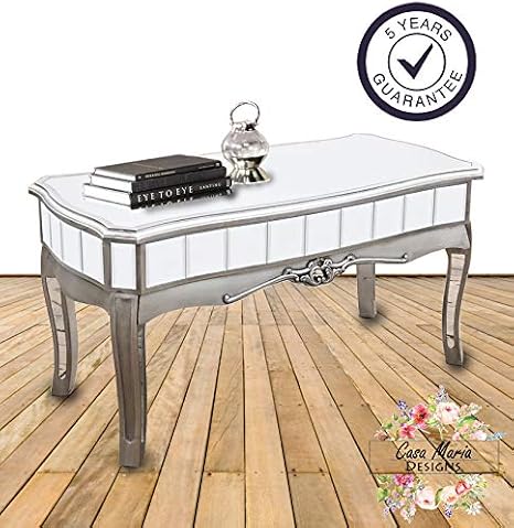 Bella Mirrored Coffee Table By Casa Maria Glass Mirror Living Room Furniture French Style Shabby Chic Coffee Table With Antique Silver Finish Handmade Ready Assembled Free 5 Year Warranty