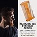 Wooden Beard Comb With Leather Case - Handcrafted Solid Beechwood Beard, Mustache and Head Hair Pocket Combs for Men Dual Action Fine & Coarse Teeth Perfect for Conditioner Oils and Beard Balms