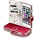 iPhone 6S Plus Case, Terrapin [Red] [Floral Interior] Premium PU Leather Wallet Case with Card Slots Cash Compartment and Detachable Wrist Strap for iPhone 6 Plus / 6S Plus - Red