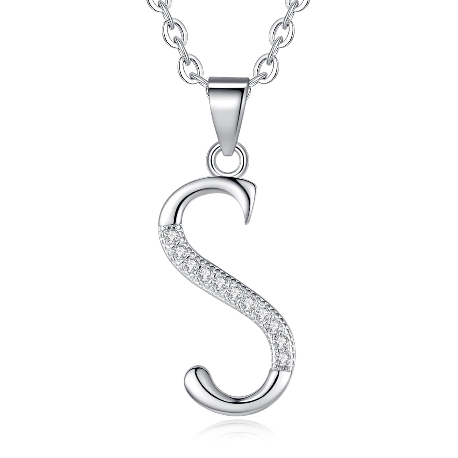 VIKI LYNN Initial Pendant S 925 Sterling Silver Letter Necklace with Cubic Zirconia Personalised Gifts for Women Ladies — image 1