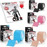 Kinesiology Tape Bulk | Designed to Help Boost Athletic Performance, Prevent Joint, Muscle Pain and Ease Inflammation | Easy to Apply, 97% Natural Cotton /3% Spandex