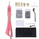 Hotfix Applicator Rhinestone Setter Kit by GLTECK Hot Fix Applicator Wand Tool Fix Set with 7 Tips-Tweezers & Cleaning Brush - 2 Pack Hot-Fix Rhinestone Crystal Embellishments (1440 stones/each)