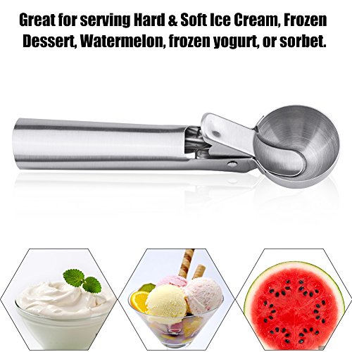 Ice Cream Spoon, Heavy Duty Stainless Steel Ice Cream Scoop Professional Ice-Cream Spade Fruit Spoon Melon Baller Scooper Kitchen Tool