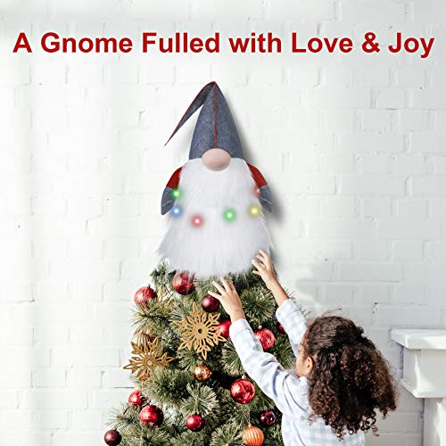 Oubomu Lighted Christmas Tree Topper, Large Scandinavian Swedish Tomte