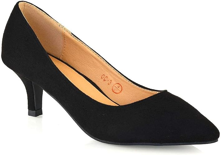 Women Low Mid Kitten Heels Slip On 