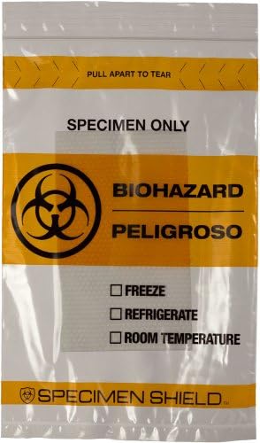 Interplas CZSB09-BP Absorbent Specimen Shield Biohazard Bags, 9" Length, 6" Width (Case of 1000)