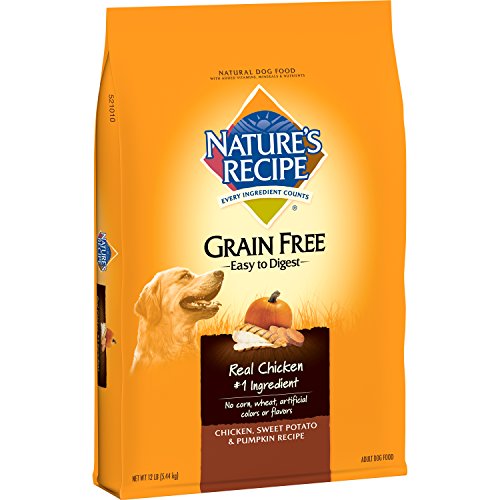 Nature's Recipe Grain Free Easy to Digest Dry Dog Food, Chicken, Sweet Potato & Pumpkin Recipe, 12-Pound