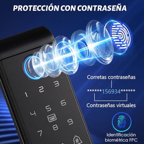 LOKOOY Cerradura inteligente, cerradura electrónica 5 en 1-huella digital, contraseña, TTLOCK APP, llave física, tarjeta RF, cerradura inteligente impermeable para exteriores IP65