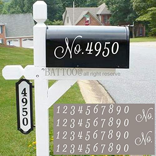 Mailbox Numbers Sticker Decal Die Cut Script White No. Self Adhesive 4